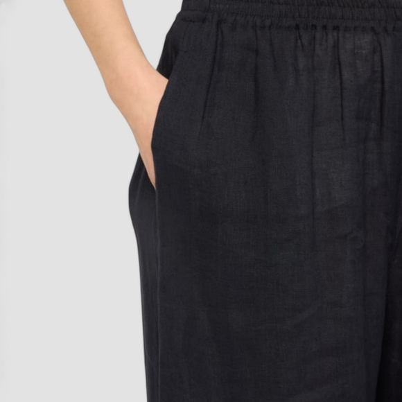 ESKANDAR Samurai Pants Linen Japanese Wide Leg Pants Pockets Palazzo Culotte M - Picture 4 of 9